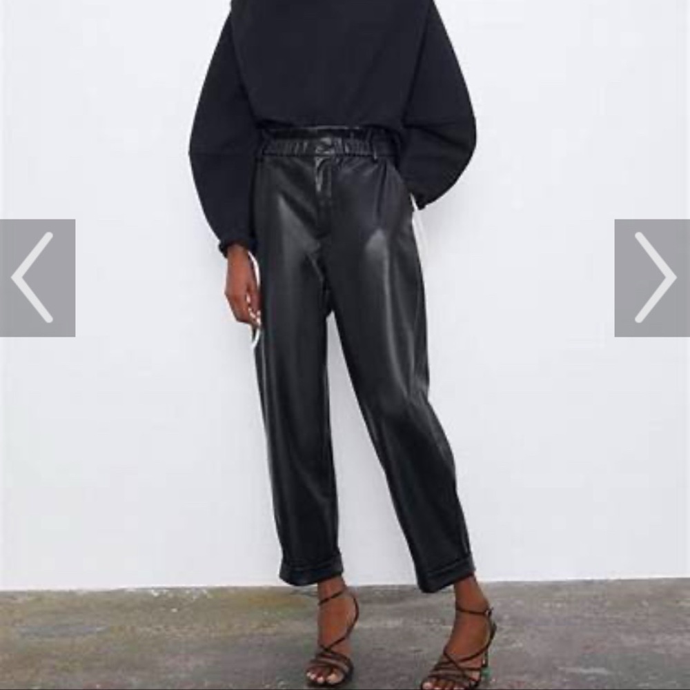 Zara black faux leather slouchy pants